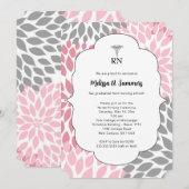 RN Nurse pinning ceremonie nodigt roze grijze bloe Kaart (Voorkant / Achterkant)