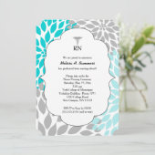 RN Nurse pinning ceremony nodigt turquoise uit Kaart (Staand voorkant)