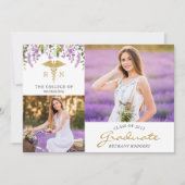 RN Nursing Floral Afstuderen 3 Fotoaankondiging Kaart (Voorkant)