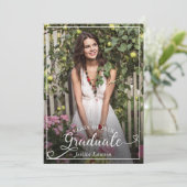 RN Nursing Graduation Party Roos Gold Floral foto Kaart (Staand voorkant)