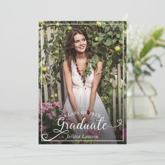 RN Nursing Graduation Party Roos Gold Floral foto Kaart (Staand voorkant)
