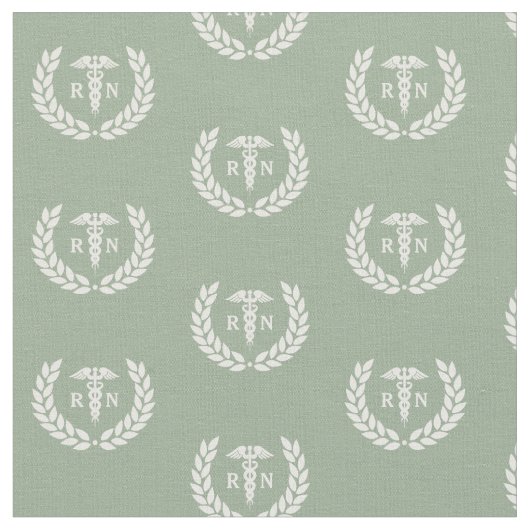 RN Nursing School Afstuderen Pattern Sage Green Stof (Close Up)