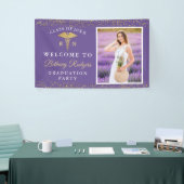 RN Nurzing Afstuderen Paars Gold Glitter Foto Spandoek (Beurs)