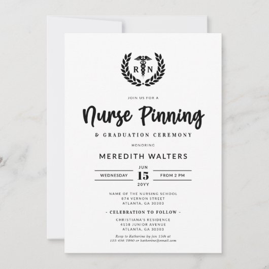 RN Pinning Ceremony en Nursing School Afstuderen Kaart (Voorkant)