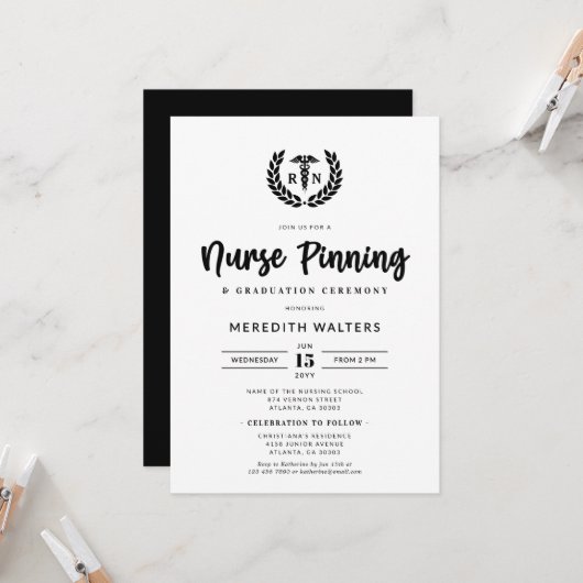 RN Pinning Ceremony en Nursing School Afstuderen Kaart (Voorkant / Achterkant in situ)
