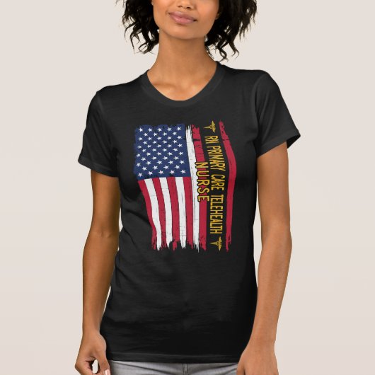 Rn Primary Care Telehealth Nurse American Flag T-shirt (Voorkant)