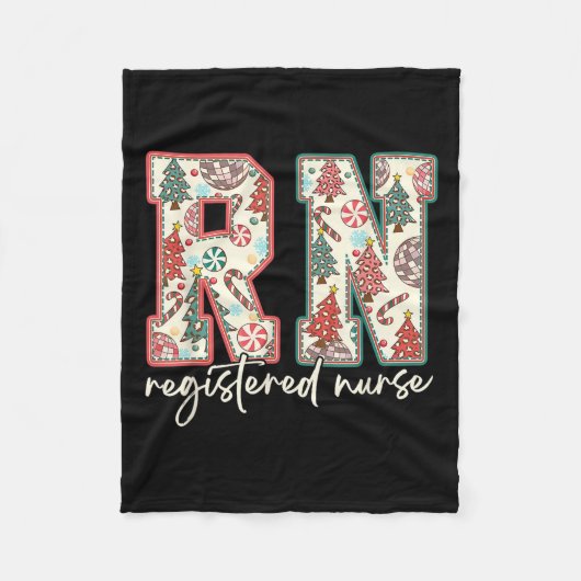 Rn Registerd Nurse Christmas Xmas Tree Santa Pajam Fleece Deken (Voorkant)