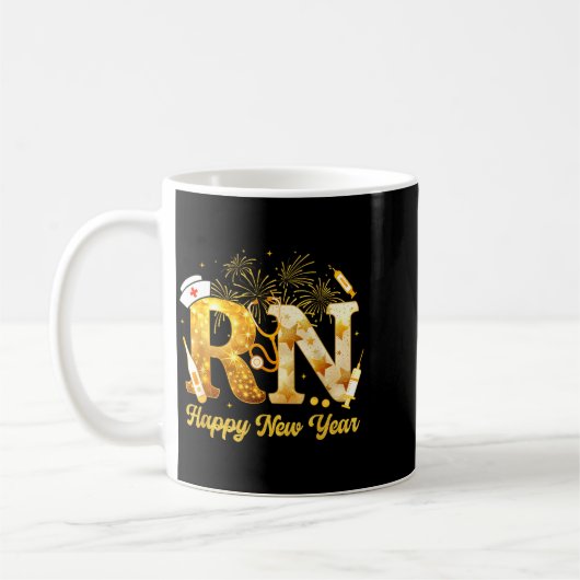 Rn Registered Nurse Happy New Year 2026 Fireworks  Koffiemok (Links)