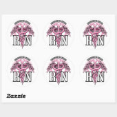 RN Roze Caduceus Ronde Sticker (Vel)
