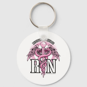 RN Roze Caduceus Sleutelhanger