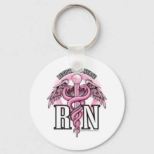 RN Roze Caduceus Sleutelhanger (Voorkant)