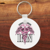 RN Roze Caduceus Sleutelhanger (Voorkant)