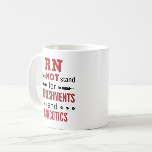 RN staat niet voor verfrissingen en verdovende mid Koffiemok (Voorkant links)