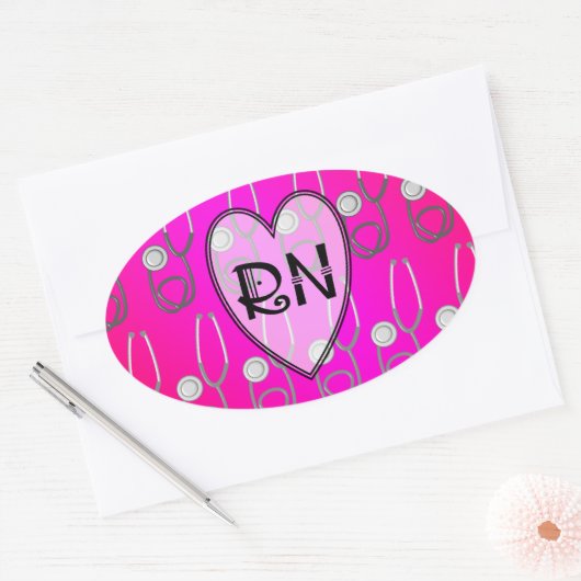 RN Stethoscoopontwerp Ovale Sticker (Envelop)