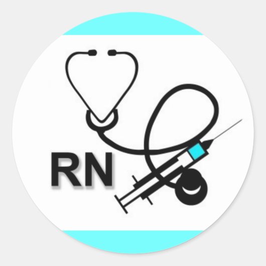 RN Sticker met stethoscoop en injectienaald (Voorkant)