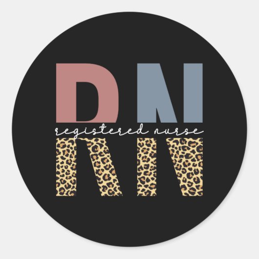 Rn.t. geregistreerd zuster Cheetah Print Afstudere Ronde Sticker (Voorkant)