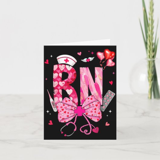 Rn Valentijn Coquette Strik Stethoscoop Verpleegst Kaart (Voorkant)