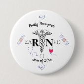 RN verdiend Ronde Button 7,6 Cm (Voorkant)