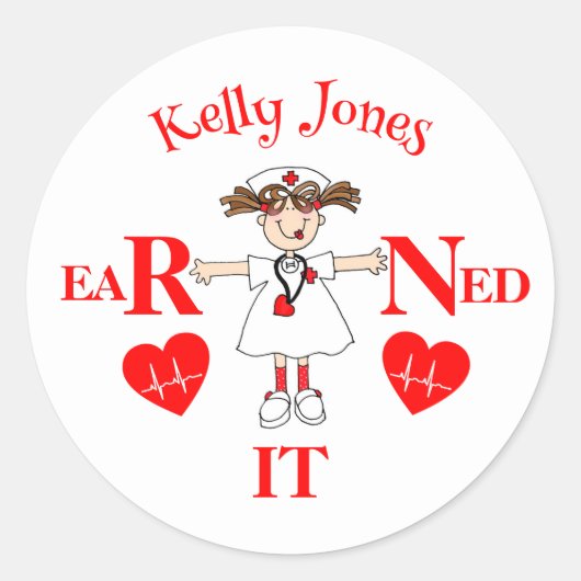 RN Verdient Afstudeer  Ronde Sticker (Voorkant)