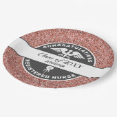 RN Verpleegbaar Afstuderen Roos Gold Glitter Geper Papieren Bordje (Gekanteld)