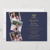 RN Verpleegkunde 4 Foto Afstuderen Navy Goud Kaart (Voorkant)