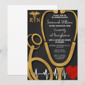 RN Verpleegkundig Afstuderen Celebration Zwart en  Kaart (Voorkant / Achterkant)