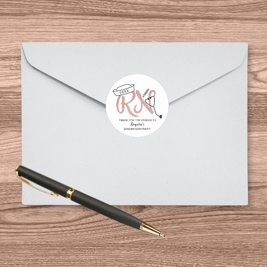 RN verpleegkundige afstudeerfeest dank u voor idee Ronde Sticker