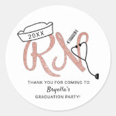 RN verpleegkundige afstudeerfeest dank u voor idee Ronde Sticker (Voorkant)