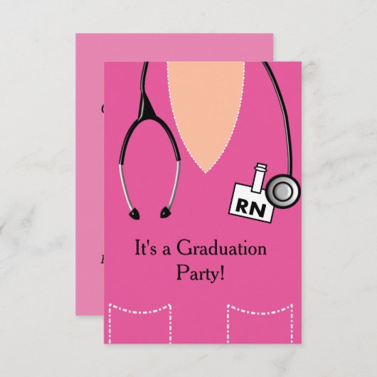 RN-verpleegkundige afstudeeruitnodiging scrubtop # Kaart (Voorkant / Achterkant)