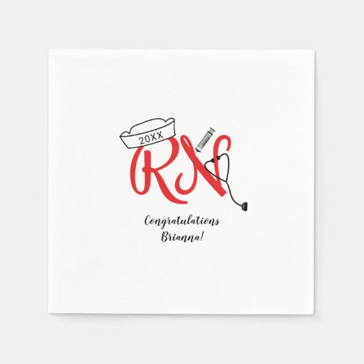 RN verpleegkundige afstuderen dinerfeest decor, ro Servet (Voorkant)