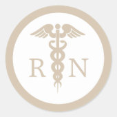 RN Verpleegkundige Caduceus Minimalistische Afstud Ronde Sticker (Voorkant)