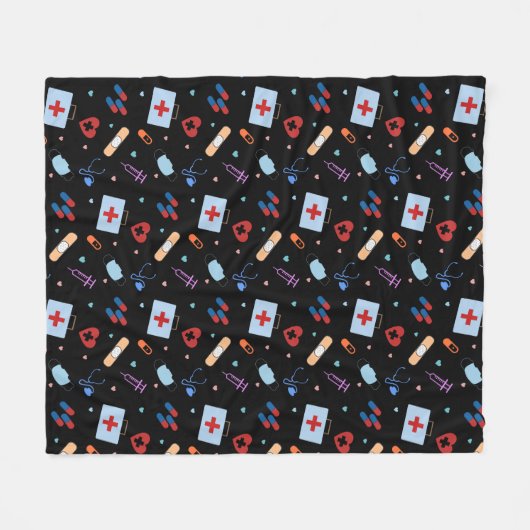 RN Verpleegkundige Student | Arts Medisch Patroon Fleece Deken (Voorkant (Horizontaal))