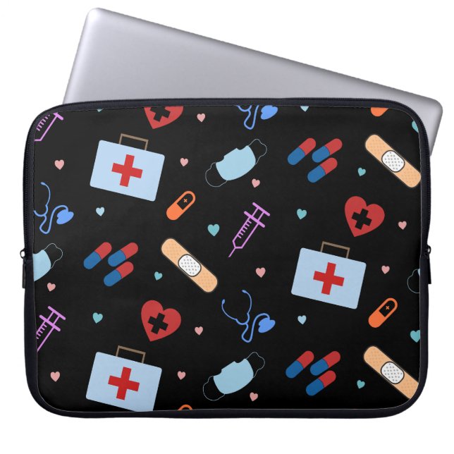 RN Verpleegkundige Student | Arts Medisch Patroon Laptop Sleeve (Voorkant)