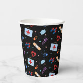 RN Verpleegkundige Student | Arts Medisch Patroon Papieren Bekers (Achterkant)