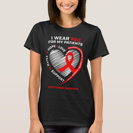 RN Verpleegkundigen Ik Draag Red Heart Disease Awa T-shirt (Voorkant)