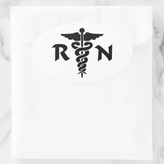 RN Verpleegkundigen Medisch symbool Ovale Sticker (Tas)