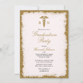 RN Verpleegschool Gold Glitter Pink Afstuderen Kaart (Voorkant)