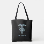 RN verpleegster - Blauwgroen en zwart Tote Bag (Achterkant)