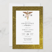 RN Verpleegster Bloemen Foto Afstuderen Uitnodigin Kaart (Voorkant)