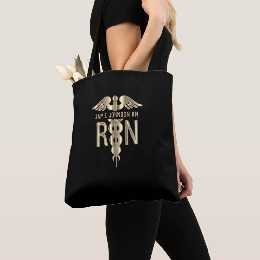 RN verpleegster - goud en zwart Tote Bag (Dichtbij)