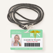 RN verpleegster | Ziekenhuisarts Foto-ID Badge (Voorkant met draagriem)