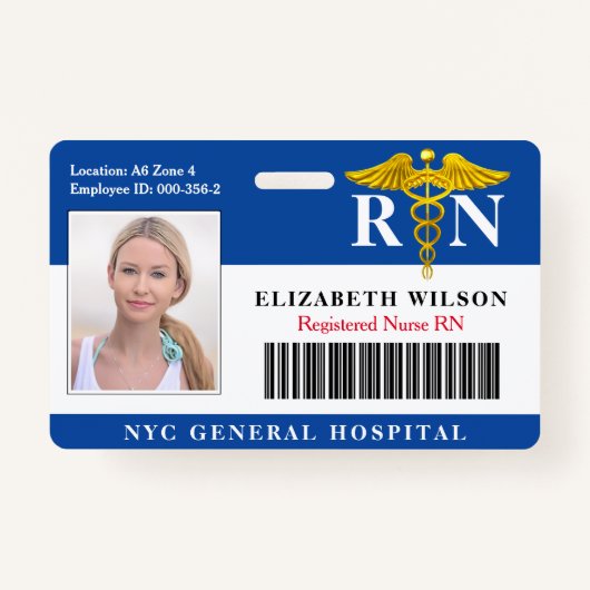 RN verpleegster | Ziekenhuisarts Foto-ID Badge (Voorkant)