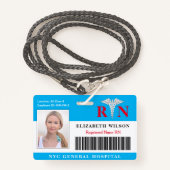 RN verpleegster | Ziekenhuisarts Foto-ID Badge (Voorkant met draagriem)