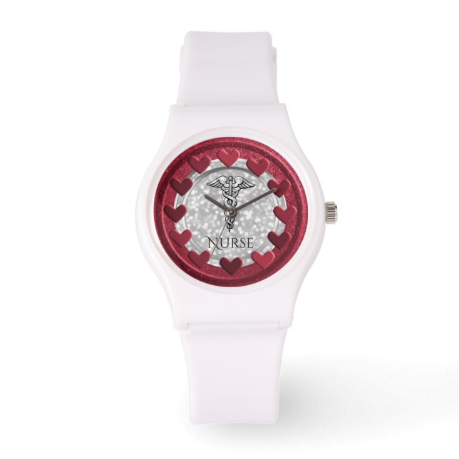 RN Verplegers LPN | Caduceus Symbool Harten Horloge (Voorkant)