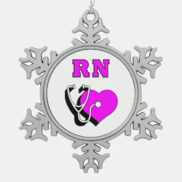 RN Verpleging Tin Sneeuwvlok Ornament