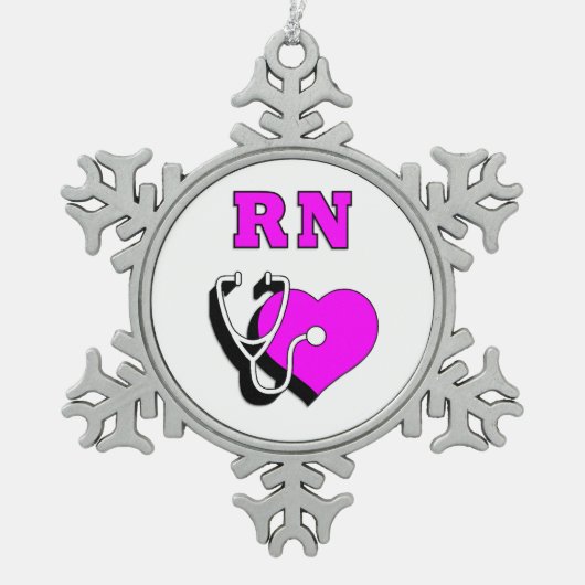 RN Verpleging Tin Sneeuwvlok Ornament (Voorkant)