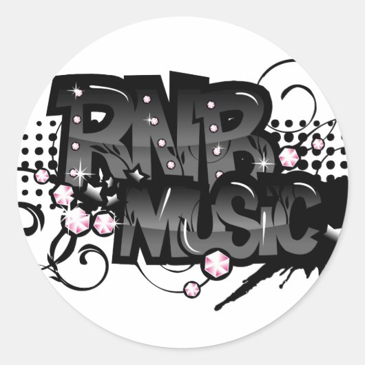 RNB Muziek Ronde Sticker (Voorkant)