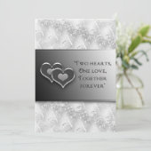 Rnewing Vows - Uitnodiging/Twee Harten - Grijs/Zil Kaart (Staand voorkant)