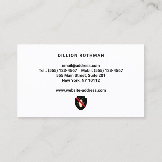 Roach Exterminator ongediertebestrijding Visitekaartje (Achterkant)