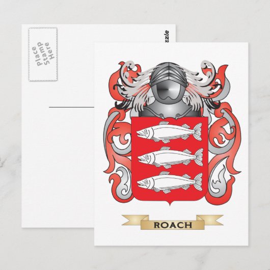 Roach-wapenschild (familiekust) briefkaart (Voorkant / Achterkant)